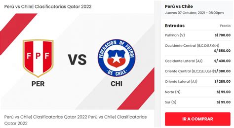 entradas chile vs peru 2023